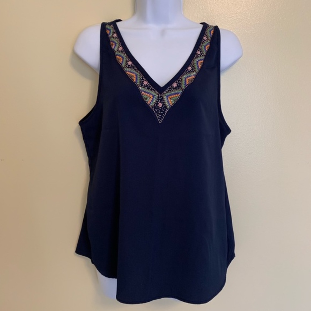AE Embellished Blue Tank Top Sz M